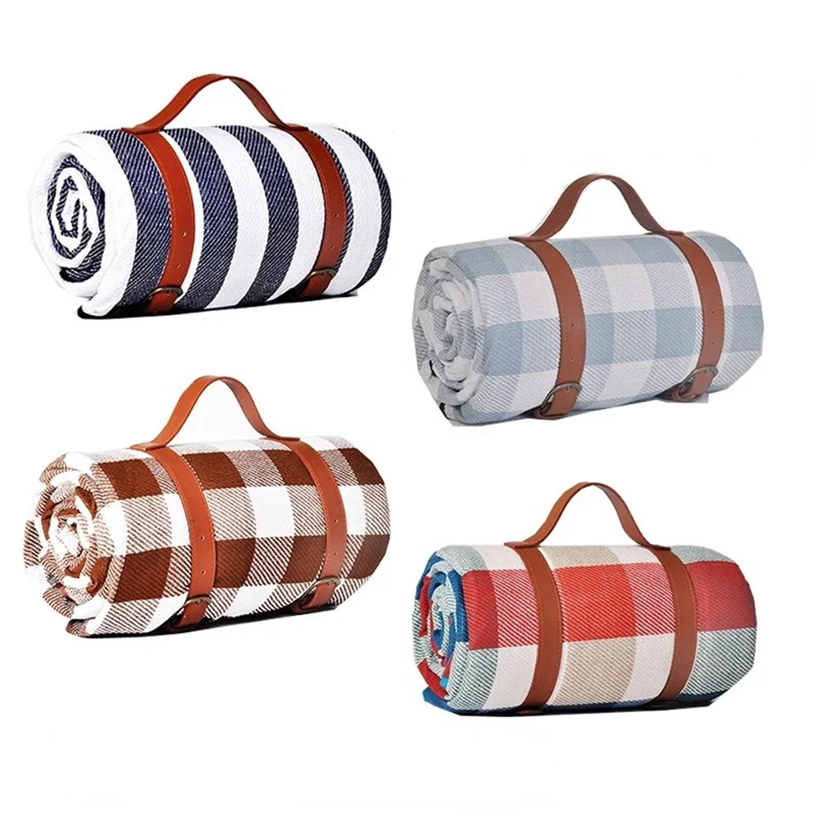 Tappetino da picnic impermeabile e da campeggio, coperta da spiaggia a quadri, rettangolare, grande, 200 x 200 cm, ideale per viaggi e riunioni di famiglia