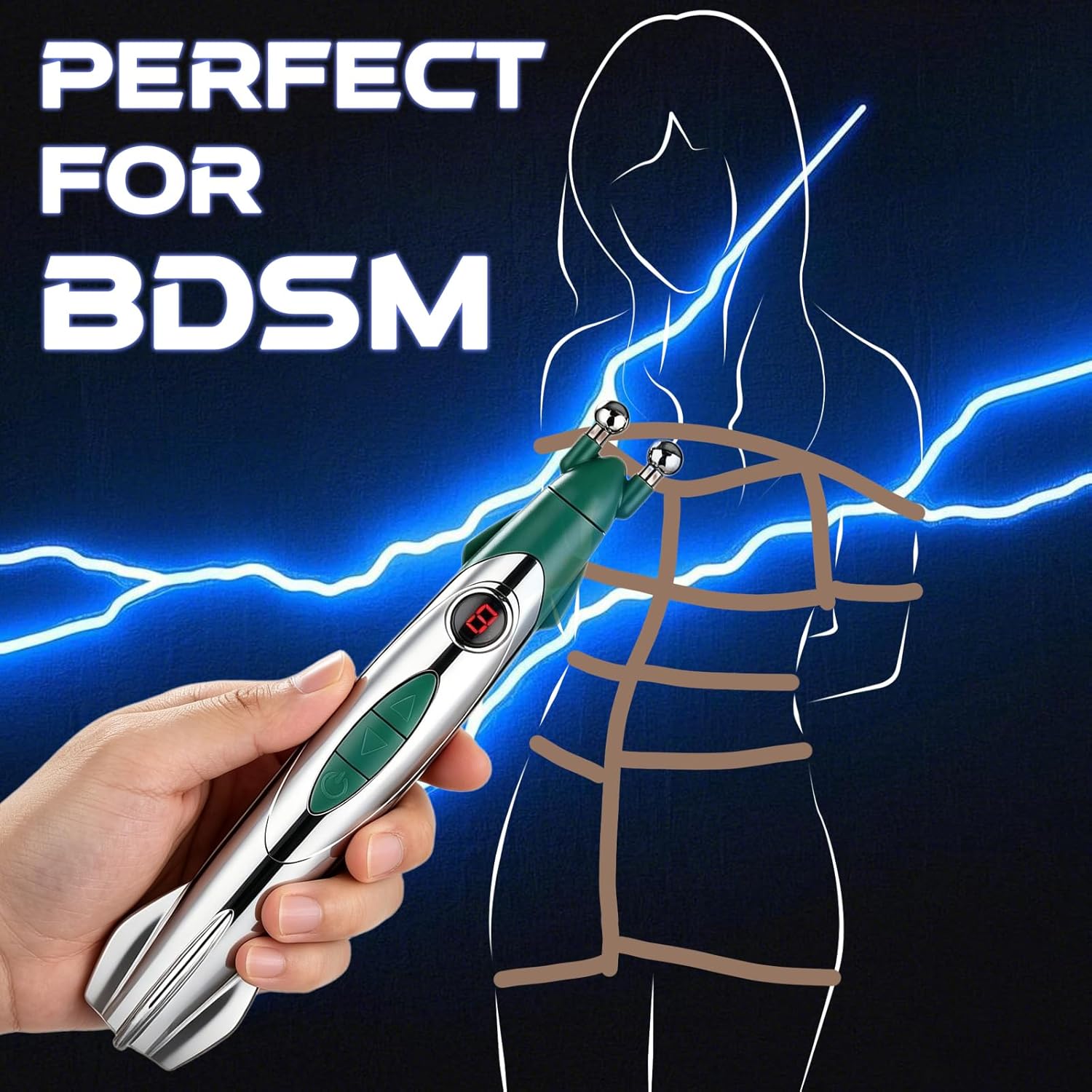 Electric Shock Chasity Wand Electrosex Stick Pen with Adjustable 9 Levels Current BDSM Toys Bondage Accessories Kinky Clitoris Labia Shocker Stick Electrical SM Estim Sex Toys for Couples Women Men