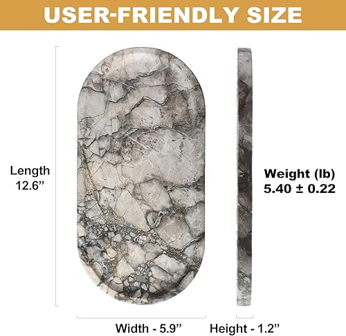 Miniatura 70 de Koville Bandeja de travertino italiano, bandeja decorativa de mármol de 12 x 6 pulgadas para encimera, catchall para perfumes, velas, plato