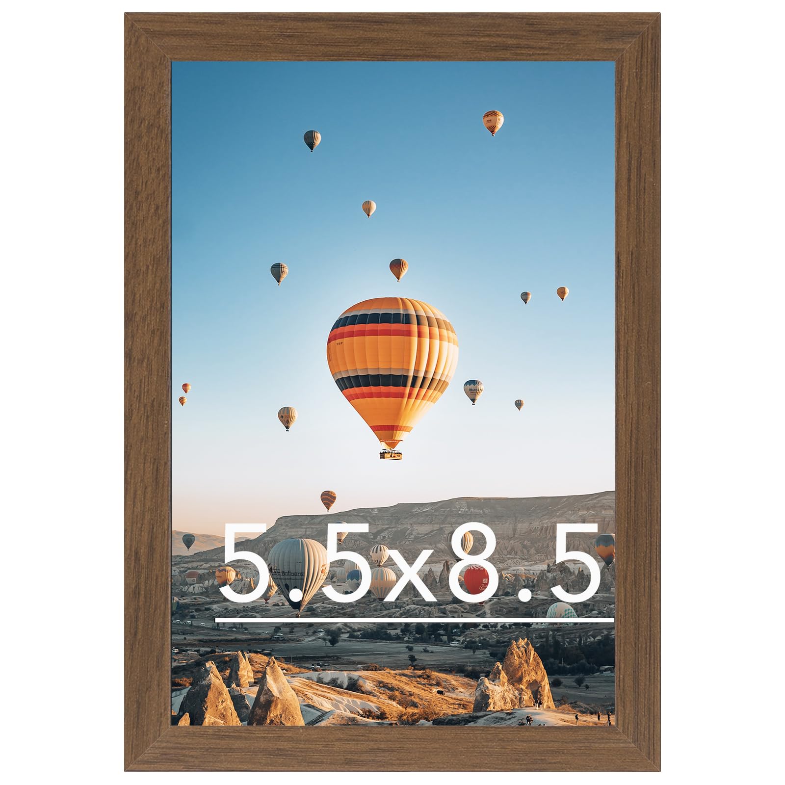 JCJMY 5.5x8.5 Picture Frame Brown for Wall Hanging or Tabletop, Wall Mounting Horizontally or Vertically, 5.5 x 8.5 Wall Gallery Poster Photo Frame with Shatter Resistant Plexiglass, Brown