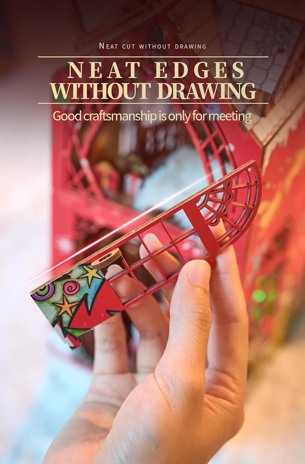 DIY Book Nook Kit,Miniature Dollhouse Kit,Booknook Bookshelf Insert Decor,3D Wooden Puzzles with LED,Easter Halloween Home Decor,Adults Teens Xmas Birthday Gifts(Song of The Snowy Night) - Image 6