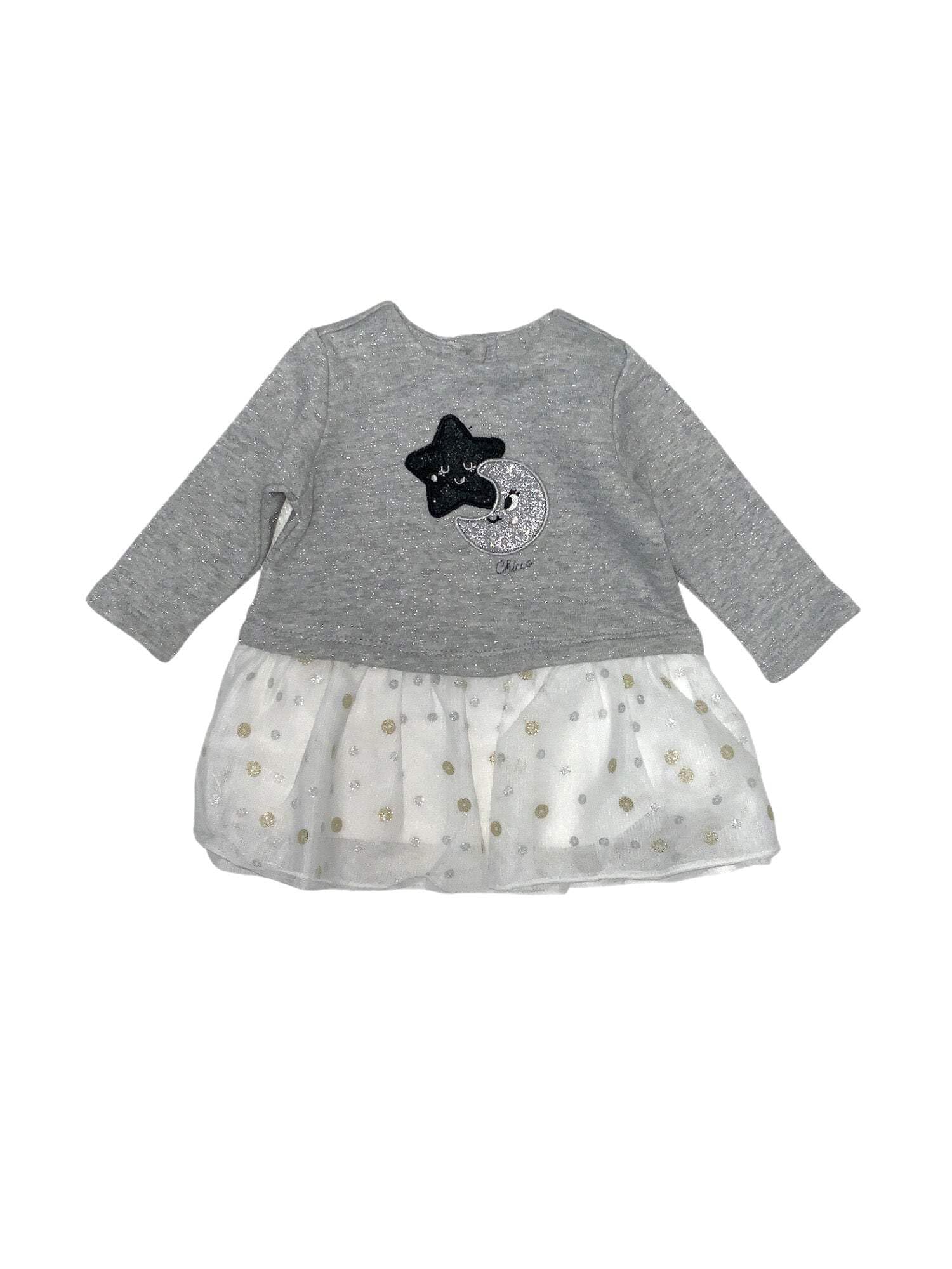 Robe bébé gris Chicco vêtement fille stretch pour nourrisson - 3
