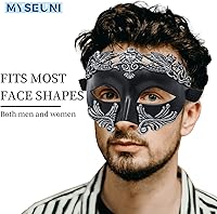 Vista 17 de Máscara de mascarada para hombre, máscara griega romana, máscara veneciana de media cara para baile de máscaras, Mardi Gras, fiesta de Halloween
