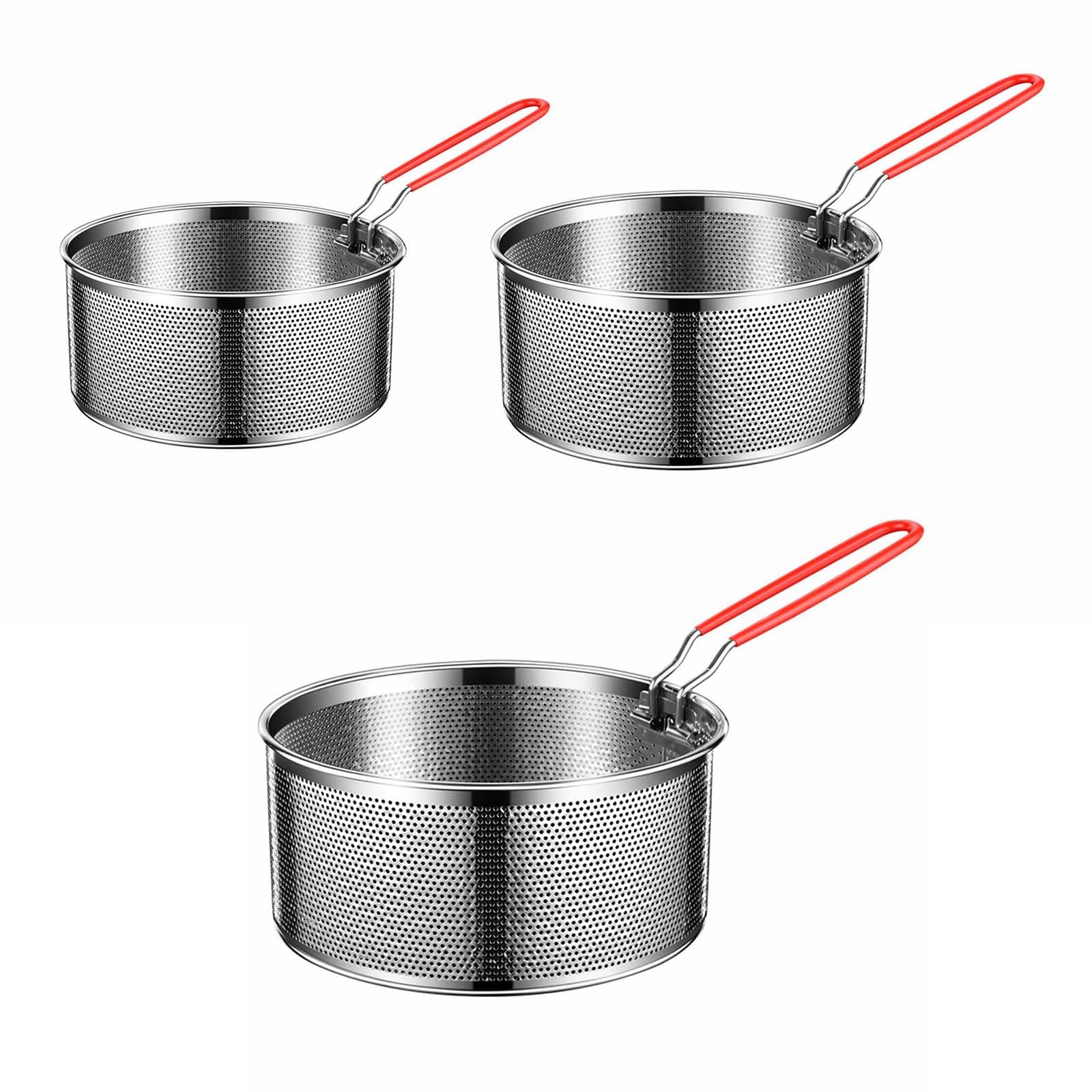 Temperature Resistant Deep Fry Basket For Cooking Stainless Steels Deep Fry Basket Round Net Serving Food Strainers Round Deep Fry Basket Home Frying Basket