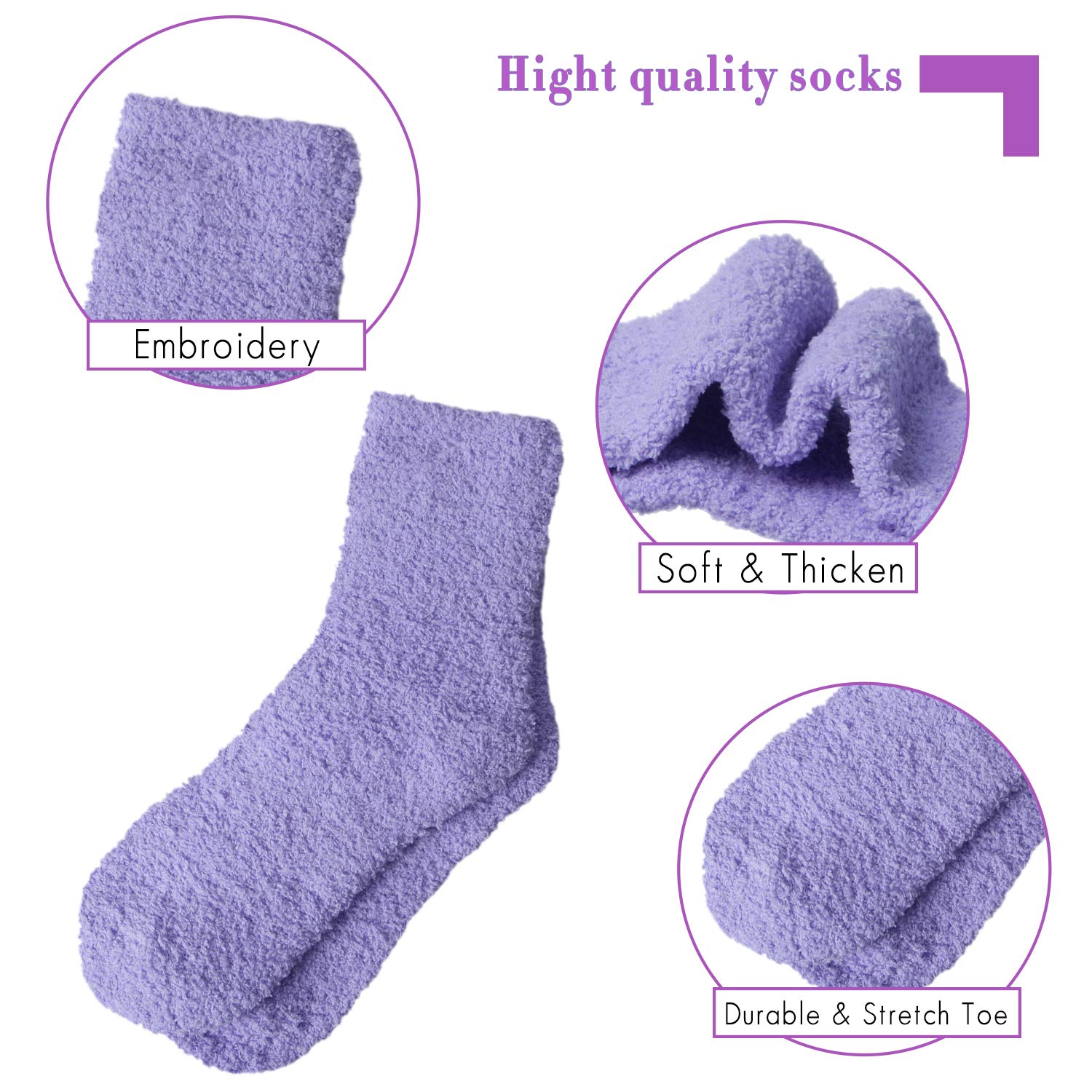 6 Pairs Womens Fuzzy Socks Winter Warm Soft Cozy Fluffy Microfiber House Sleeping Slipper Socks Christmas Gifts