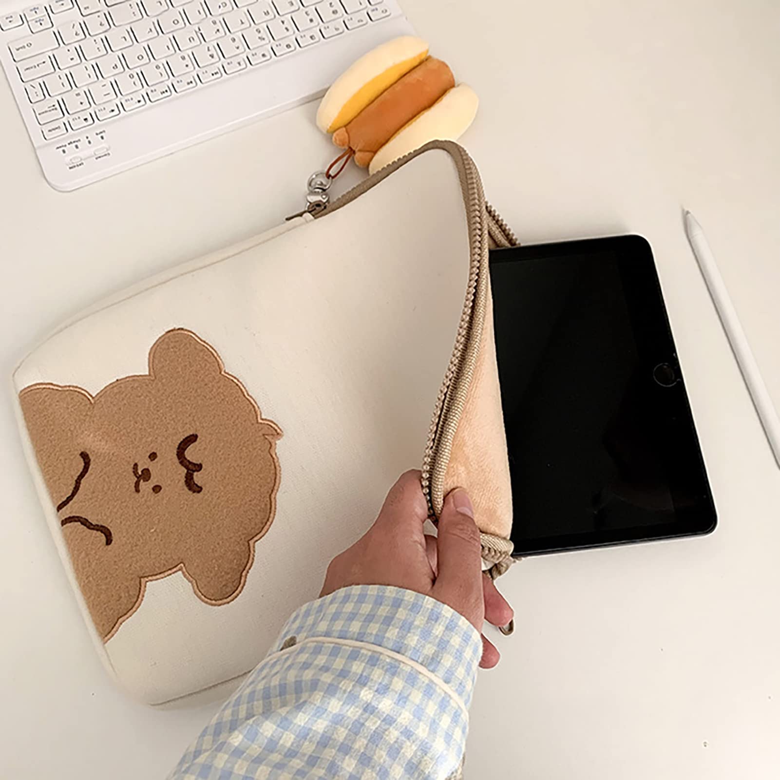 JENPECH Cute Bear Laptop Sleeve - 11/13/15 Inch Korean Style Water-Resistant Case Bag