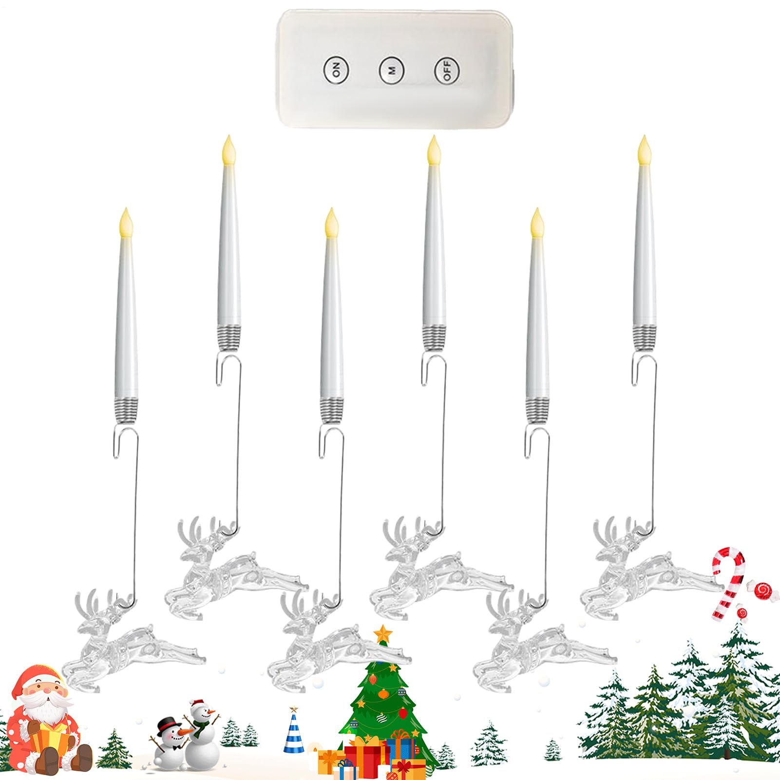 Velas de árbol de Navidad para decorar ventanas y mesas festivas 8