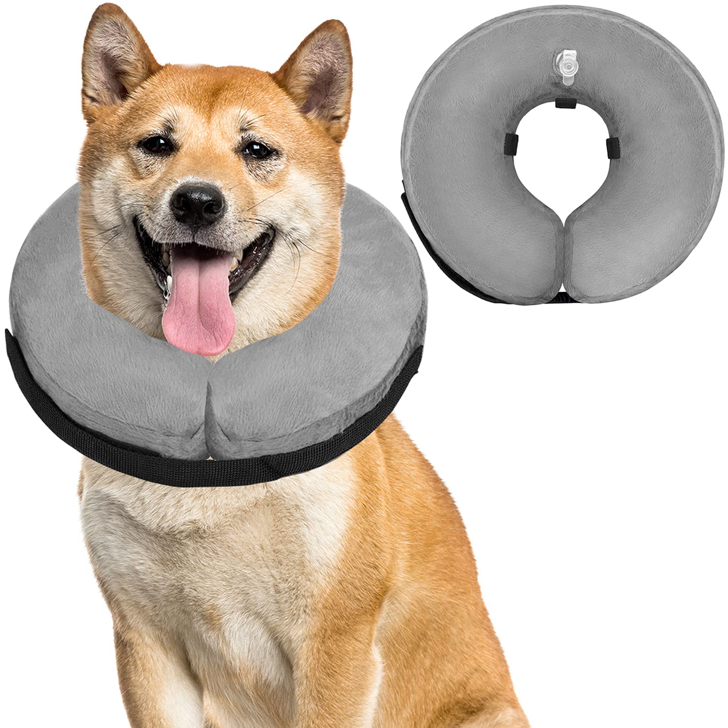 GAUTERF Pet Protective Inflatable Collars, Dog Inflatable Neck Cone, Cat Donut Collar, Prevent Cat and Dog from Contacting Sutures, Stitches, Wounds, Rashes and Scratches