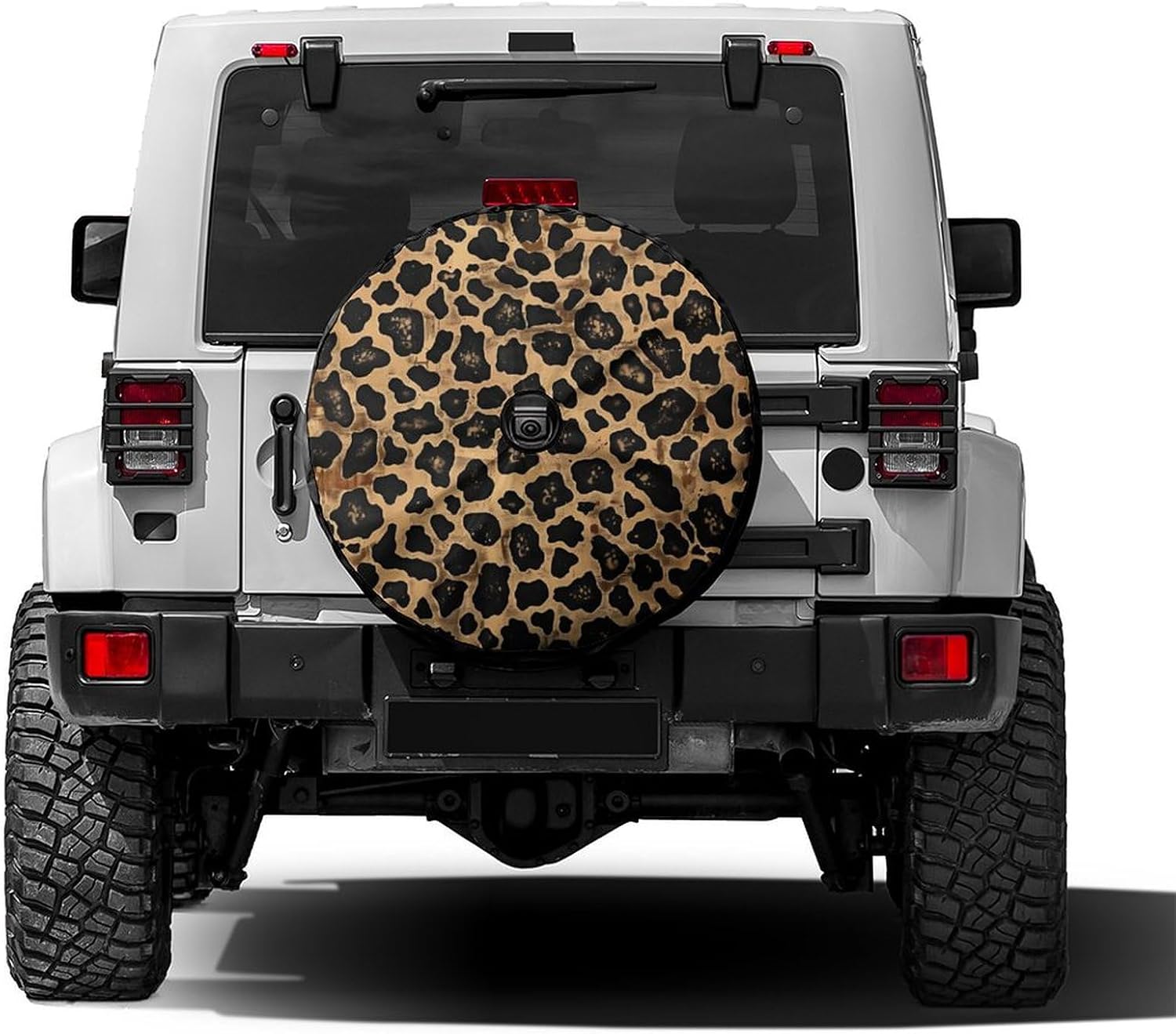 Animal Leopard Pattern Spare Tire Cover with Backup Camera Hole Wheel Tire Cover Fit Trailer, RV, SUV and Many Vehicle 18inch