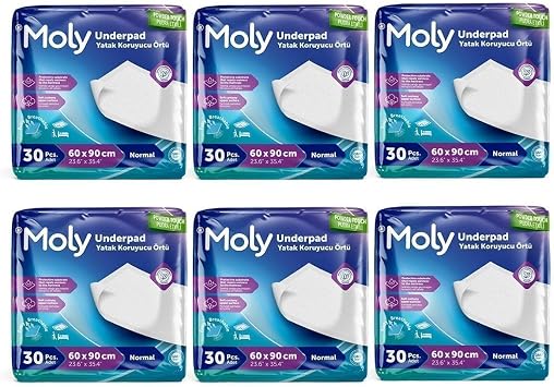 Moly Yatak Koruyucu Örtü 60x90 cm, 30'lu, Set of 6, Normal Emicilik