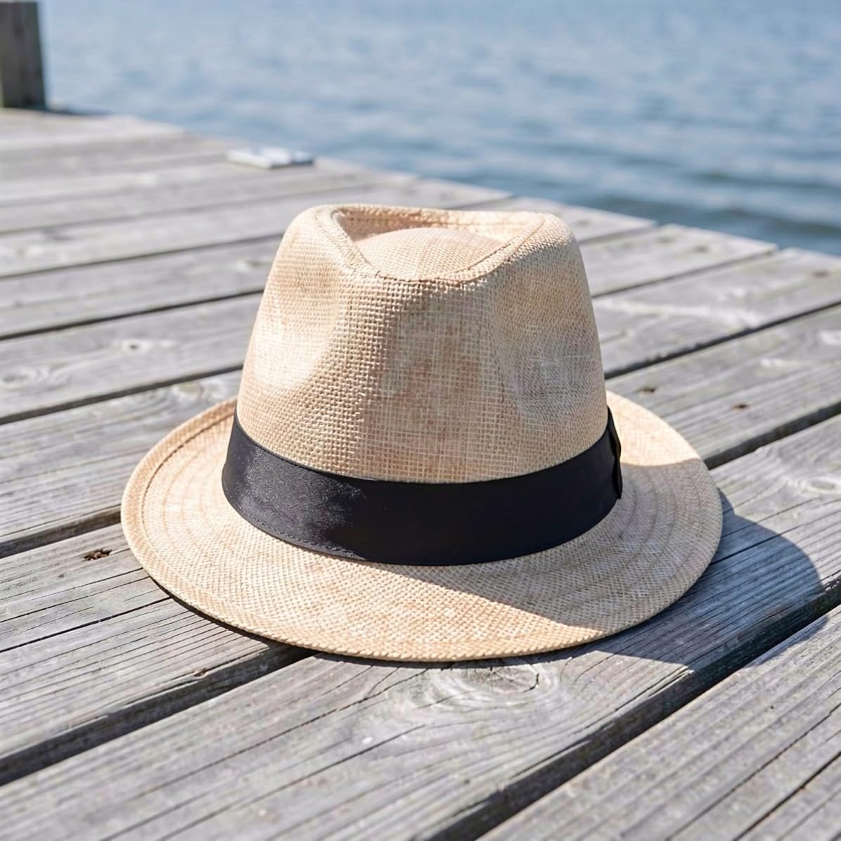 12 Pezzi Cappello Jazz con Bordo Corto in Juta Nera, Design