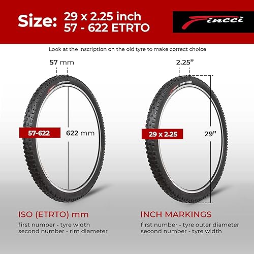 Miniatura 2 de Fincci Maori - Neumático de bicicleta plegable de 29 x 2.25 pulgadas 57-622 60 TPI con protección de nailon para bicicleta híbrida de montaña enduro