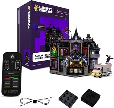 LED Light Kit for LEGO 76300 Batman Arkham Asylum with 2.0 Remote Control Pack DIY Lighting Accessories for Superhero Display Model Not Included
