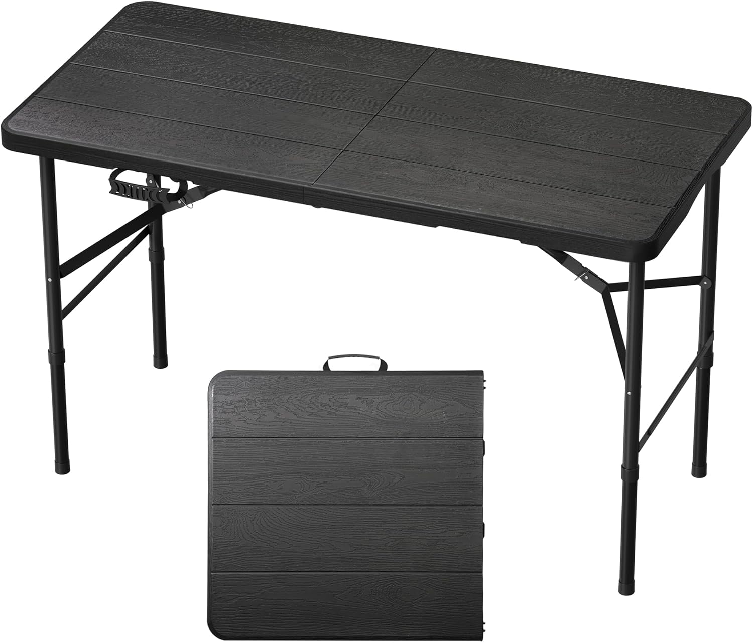 Folding Table Portable Folding Tables Heavy Duty 400 lbs Capacity, Wood Grain Tabletop for Working Meeting Parties, Picnic, Camping, Weddings, Garden Dining (4FT-White)
