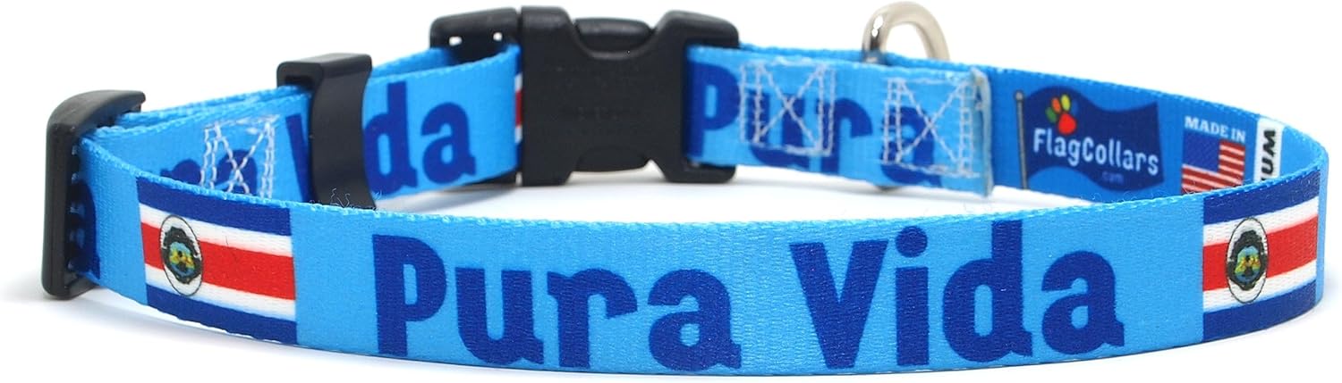 Dog Collar | Pura Vida | Great for Costa Rica Pride Events | Made in USA | Martingale Style | for Extra Large Dogs