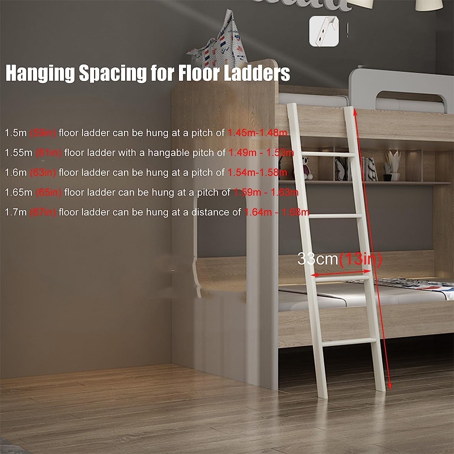 59in Iron Bunk Bed Ladder loft Ladder Straight Ladder Camper Rv Bunk Ladder Replacement Ladder for Bed Frame &
