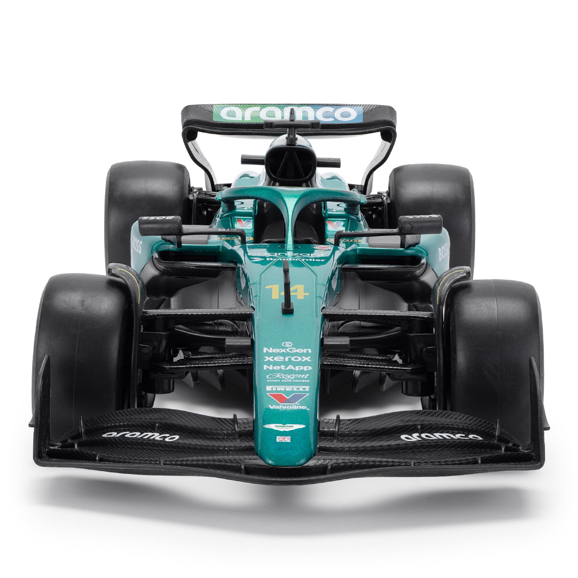 Aston Martin AMR24 F1 - Modelo de coche de fundición a escala 1:18 - Temporada 2024 | Fernando Alonso #14 Edición de coleccionista detallada | Producto con licencia oficial