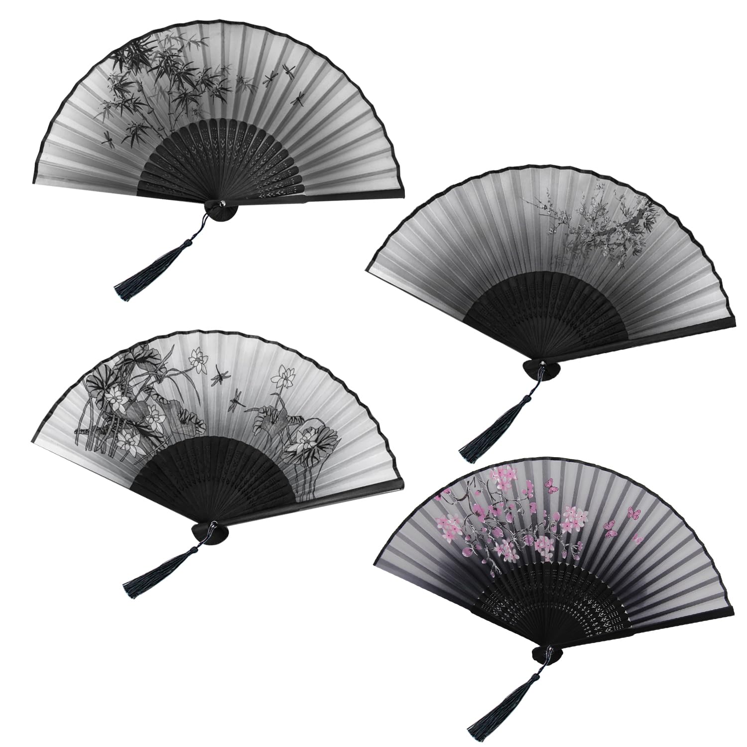 4 Cadres D'éventails Pliables Chinois En Bambou - Kit DIY, Bricolage, Décoration Artisanale