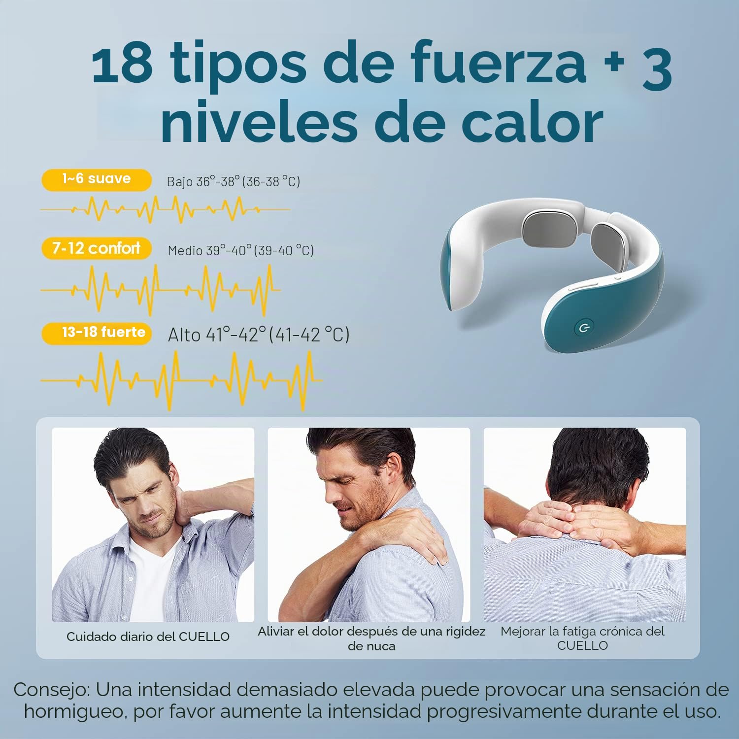 Masajeador Cervical Masajeador de cuello profesional con mando a distancia, 6 modos y 18 niveles con función de calentamiento,Para uso doméstico en oficina,Regalos de Festivo(verde)