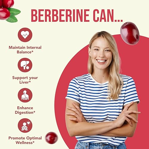 Miniatura 6 de Suplemento de berberina de alta resistencia de 500 mg – Una vez al día potente berberina 500 mg Suplemento antioxidante de quercetina para el