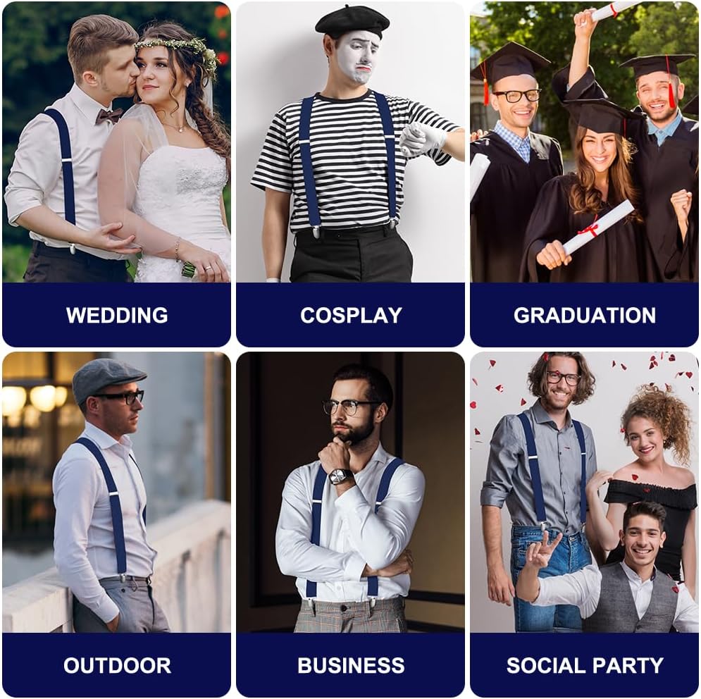 AOMIG Men's Braces with Strong Metal Clips, 3.5cm Wide Heavy Duty Suspenders - Image 6