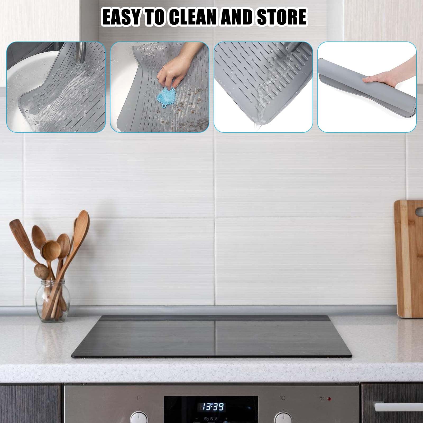 Couvre-plaque de cuisson en silicone pour cuisinière électrique, multifonction, résistant à la chaleur, protège contre les rayures sur le dessus de la cuisinière en verre, 71 x 50 cm, noir Couvre-plaque de cuisson en silicone pour cuisinière électrique, multifonction, résistant à la chaleur, protège contre les rayures sur le dessus de la cuisinière en verre, 71 x 50 cm, noir