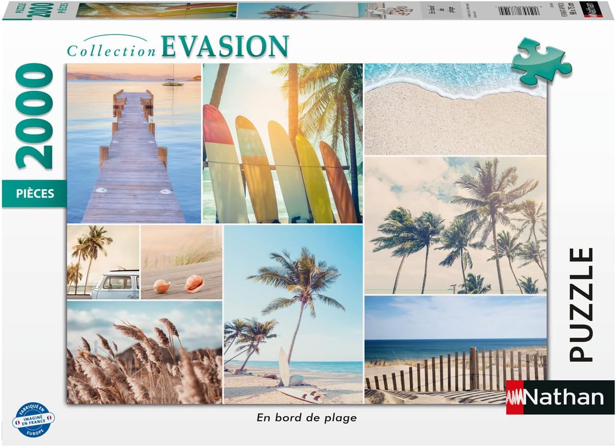 Nathan - 2000 Piece Jigsaw Puzzle - On The Beach - Adults and Children from 14 Years Old Puzzle - Perfect Installation - Escape Collection - 87310