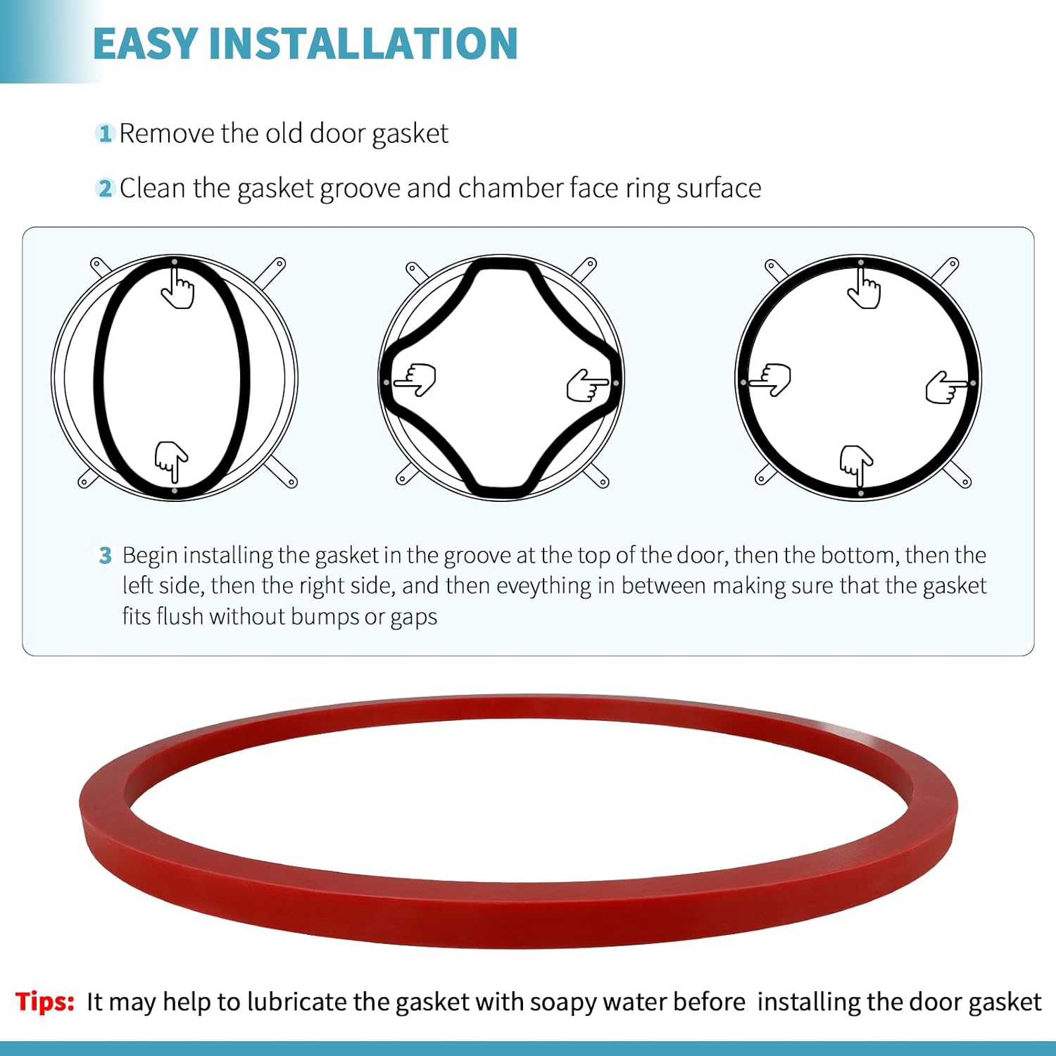2340 Door Gasket Compatible with Tuttnauer 2340, Door Gasket for Tuttnauer Autoclaves 2340M 2340MK 2340E 2340EA 2340EK EZ9 EZ9K, Autoclave Parts #02610118 for Tuttnauer Machine Accessrioes