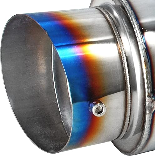 Miniatura 4 de Spec-D Tuning Silenciador de escape universal de 4 pulgadas con punta inclinada Fireball Style Racing Acero inoxidable +HP