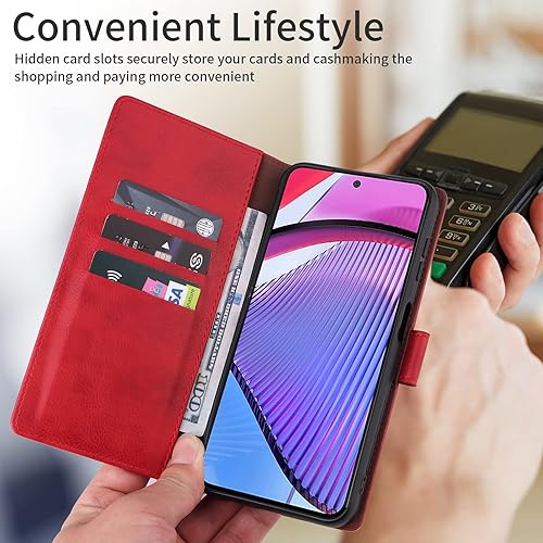Miniatura 3 de LBYZCASE Funda tipo cartera para Moto G Power 2023 5G tarjetero con bloqueo RFID, cuero con tapa (función atril), magnética, a prueba de golpes,
