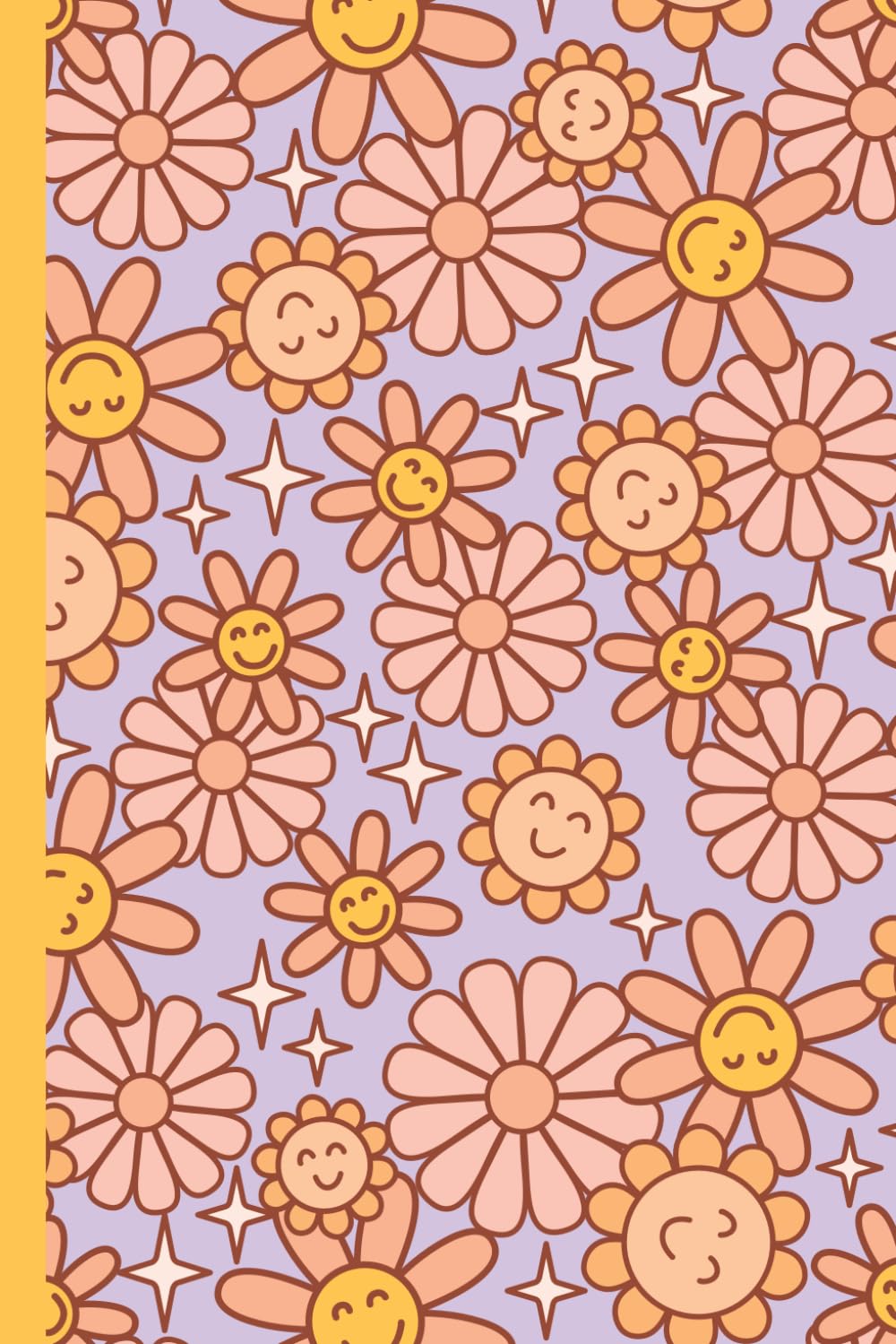 Retro Smiles: Graphic Floral Notebook with Smiley Faces: Fun 6x9 Lined Journal with Retro Flowers and Smiley Accents for Journaling and Note-Taking