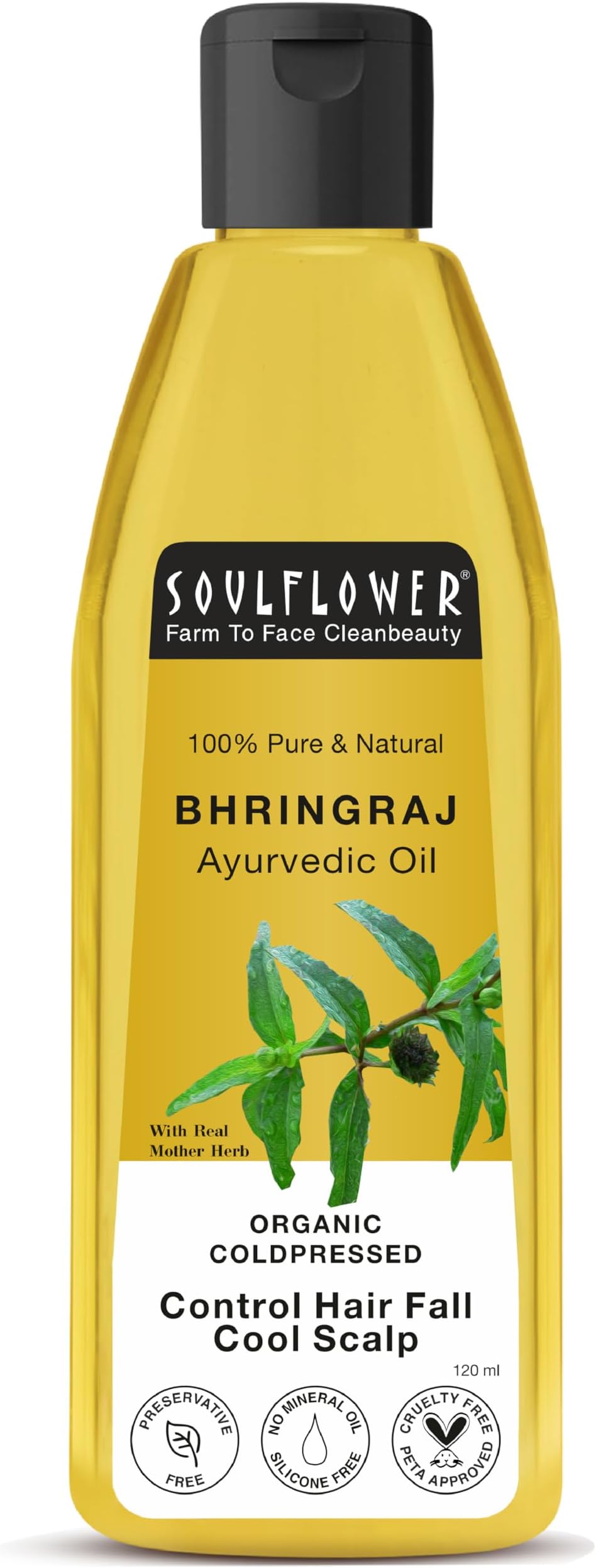 Bhringraj Hair Oil 100% Pure & Natural| Hair Growth, Strengthening & Nourishing hair roots, Anti-Dandruff, Cooling Scalp| Coconut, Sesame| 120ml