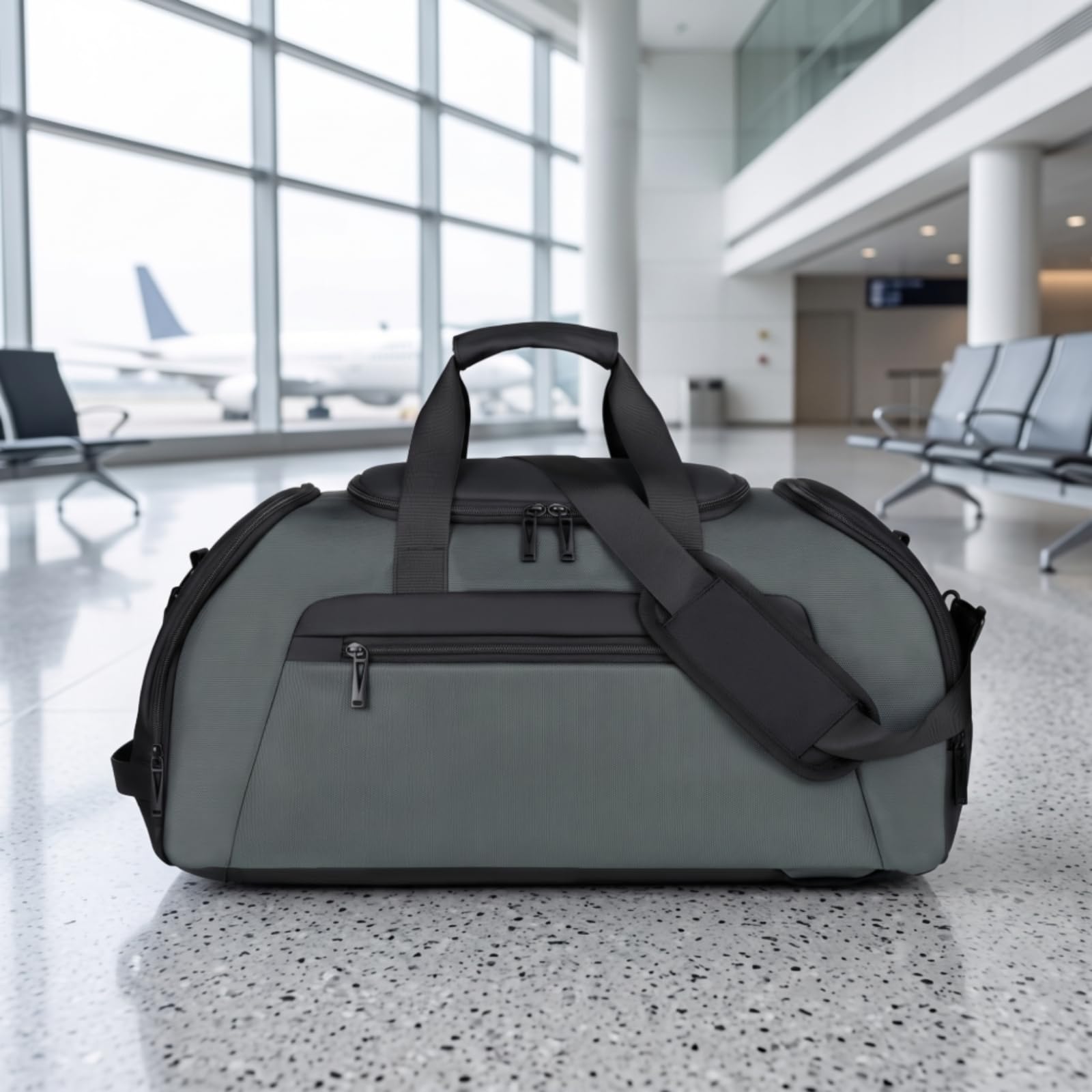 Bolsa Gimnasio con Compartimento para Calzado Resisn Al Agua Bolsa por con Compartimento Húmedo Ajustable Bolso para portistas, Viajeros, Gris, Color to 1