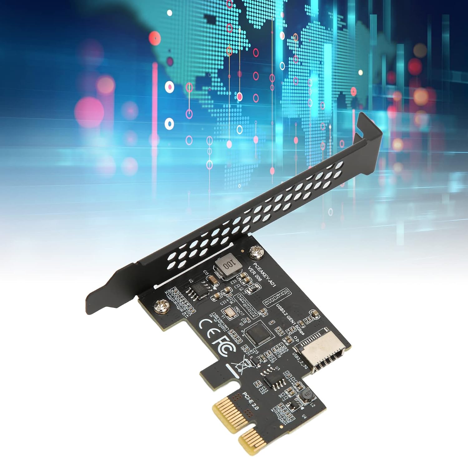 PCIE to USB 3.2 Expansion Card, 5Gbps High Speed Gen1 Type E 20PIN Expansion Card, Multi Interface PCIE Riser Card for Desktop Front Type C Black