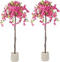 Vista 21 de Romantic Season Árbol de buganvilla artificial 4F, planta de buganvilla de seda sintética con maceta para decoración de interiores y exteriores