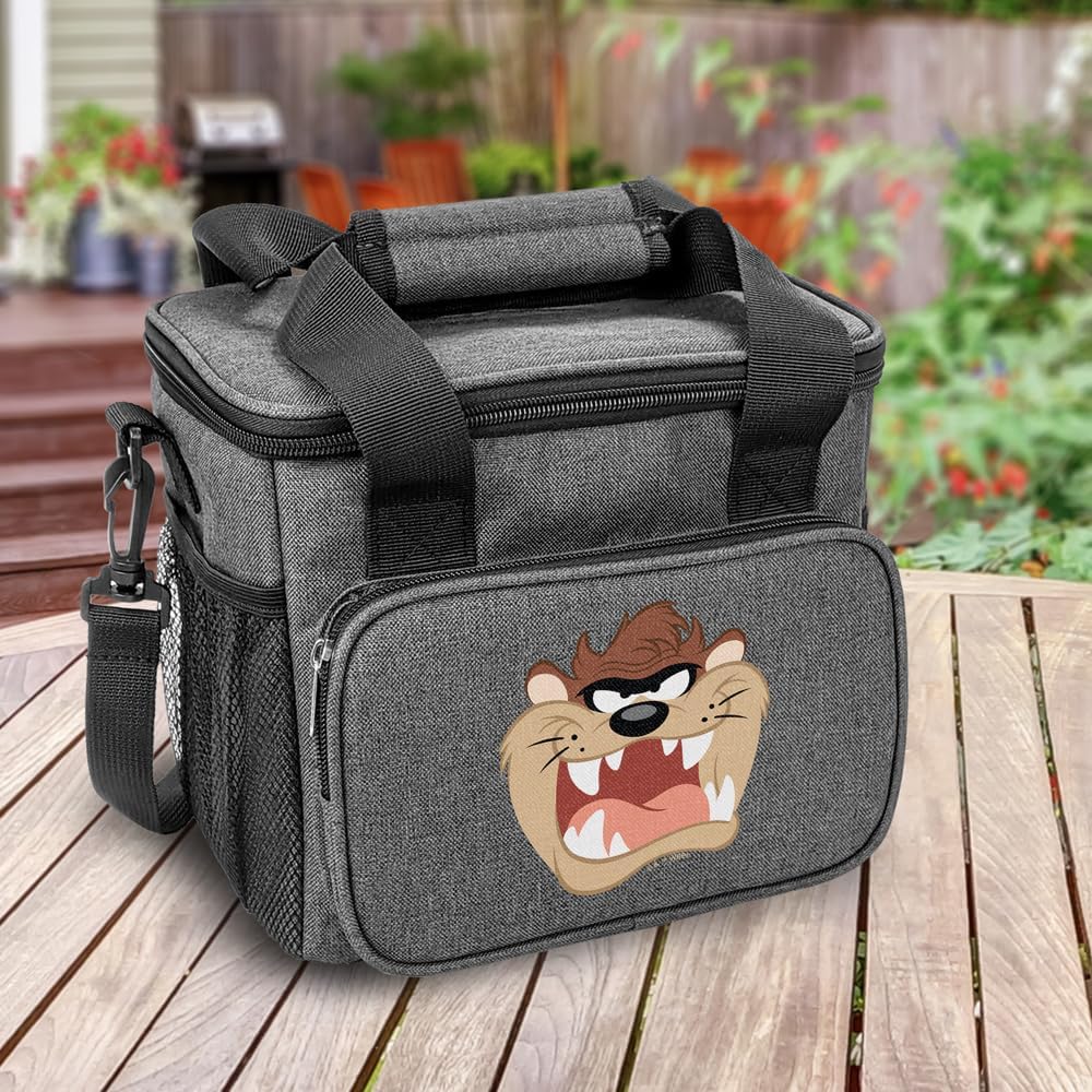 Popfunk Looney Tunes Taz Soft Insulated Cooler Bag, Large Lunch Bag, Lightweight, Thermal and Reusable for Office, Picnic, Beach