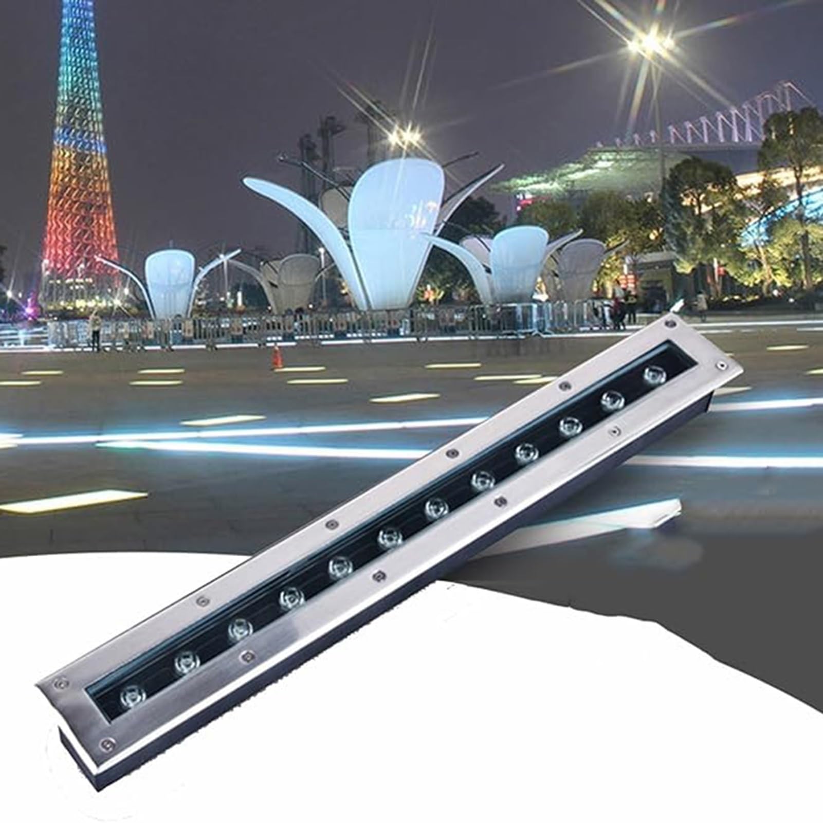 Generisch Lampa ogrodowa LED, 36 W, lampa zewnętrzna LED – IP67 wodoszczelny reflektor do zabudowy, ultra cienka lampa podłogowa, dekoracyjne oświetlenie ziemi do ogrodów i dziedzińców, 220 V AC lampa