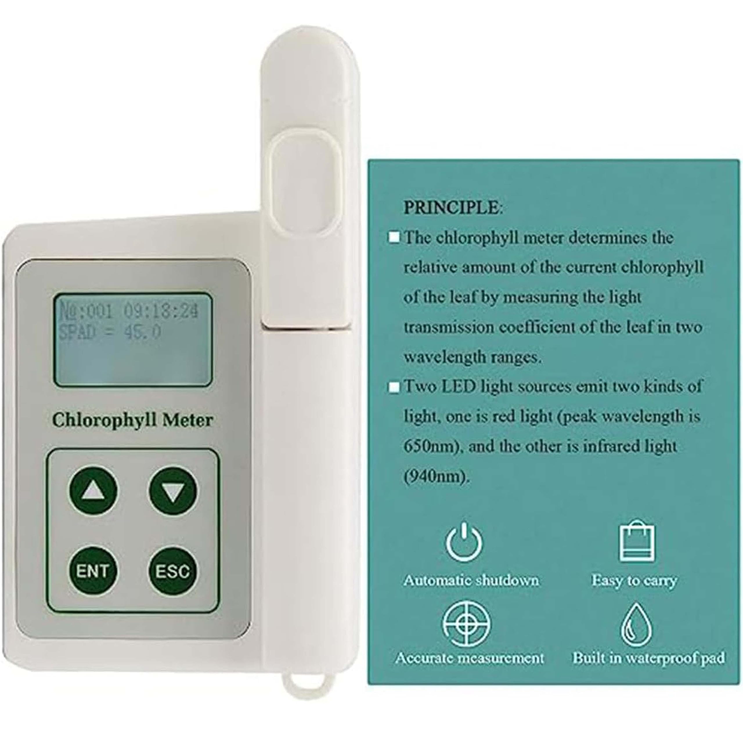 Tys-A Compteur De Chlorophylle Portable pour Tester La Chlorophylle des Plantes, Analyseur De Chlorophylle Portatif, Instrument Test De Nutrition des Plantes, Testeur De Chlorophylle