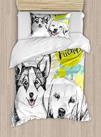 Vista 218 de Ambesonne Juego de funda de edredón de pesca, lubina de boca grande atrapando un bocado en espray de agua, imagen salvaje, juego de cama decorativo