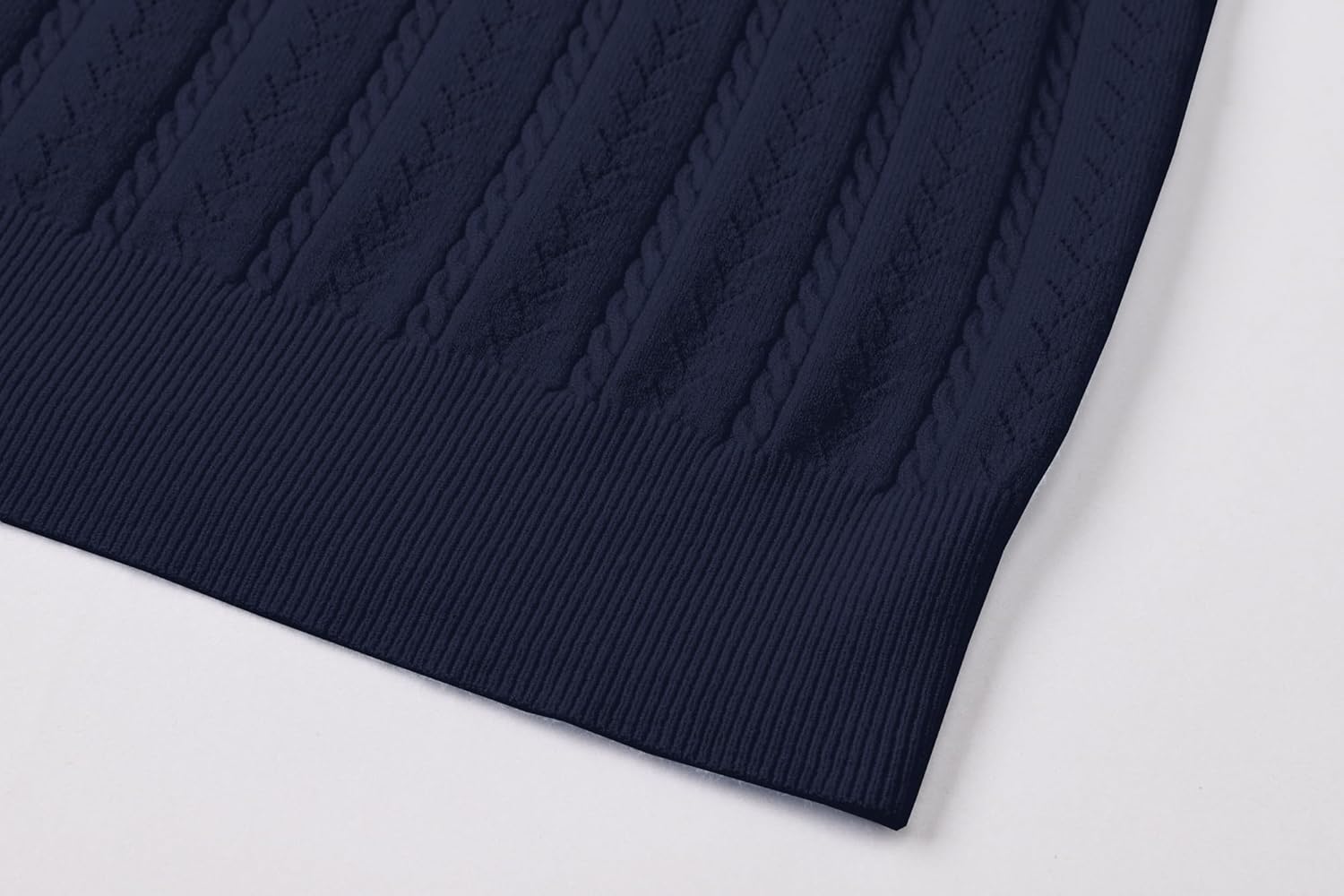 DAIMIDY Women's Short Sleeve Sweaters Hollow Out Summer Sweater Lightweight Cable Knit Pullover Tops - Image 5