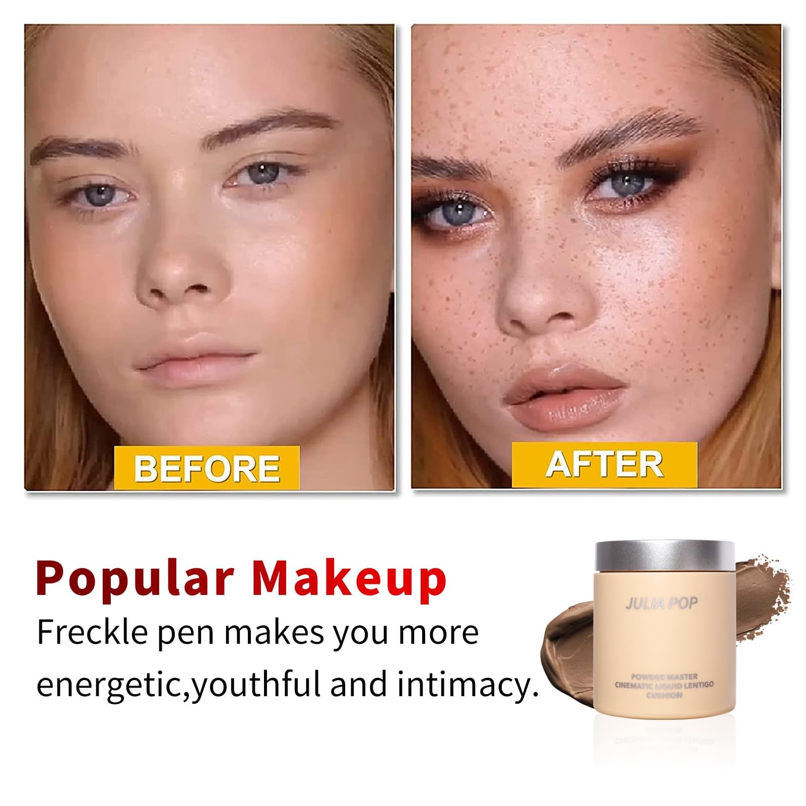 Penna Lentiggini,Lentiggini Finte,Look Naturale Con Punti Realistici, Timbro Per Lentiggini Finta, Impermeabile, Lunga Durata, Ideale Per Make-Up Creativo,Marrone Chiaro