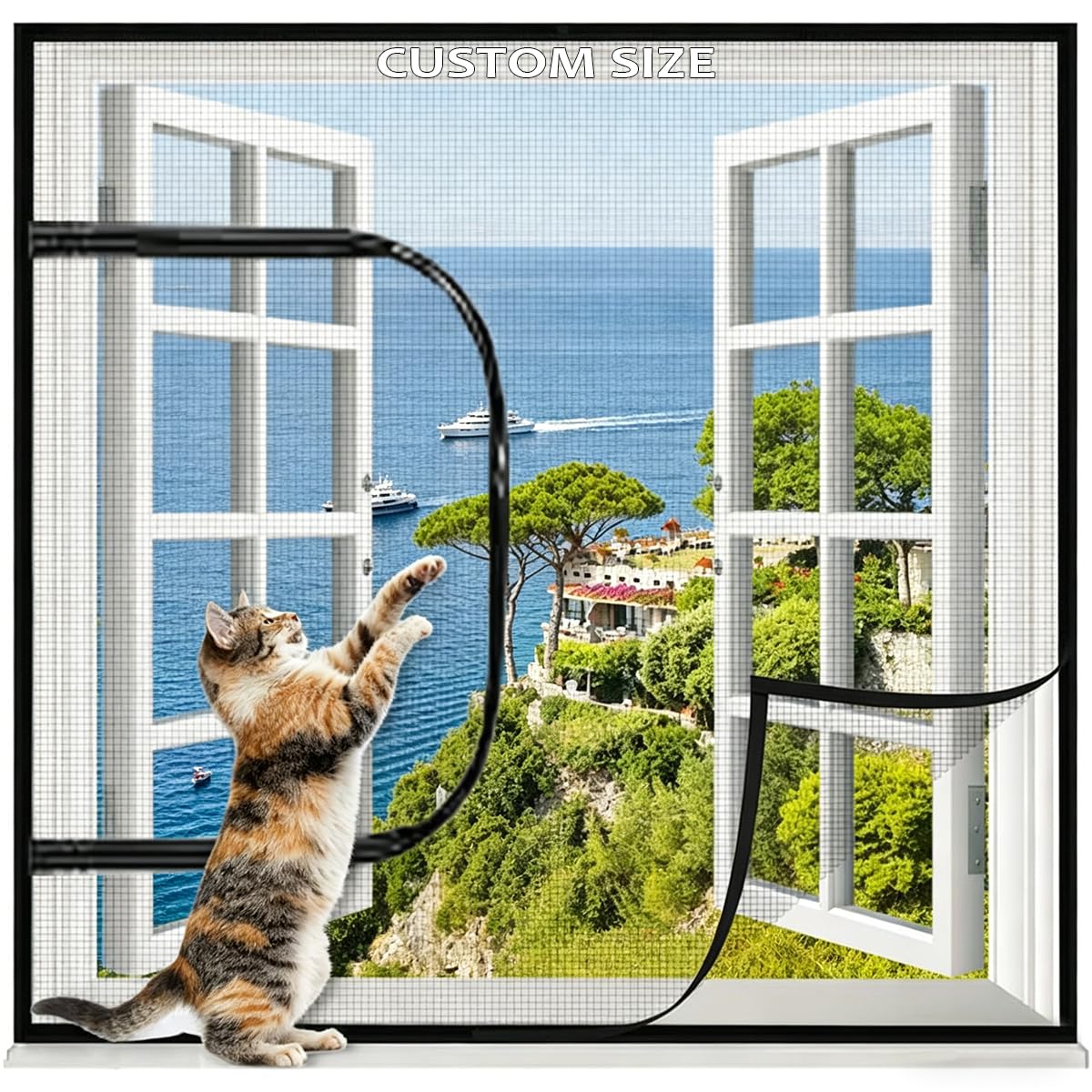Fly Screen for Windows,Custom Size Insect Netting,Cat Proof Window Net