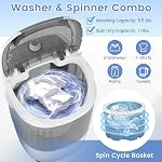 DORTALA laveuse portable, 5.5 LBS Petit lave-tube simple avec sécheur à spin, lave-linge compact pour appartement, dorme et RV, blanc & gris