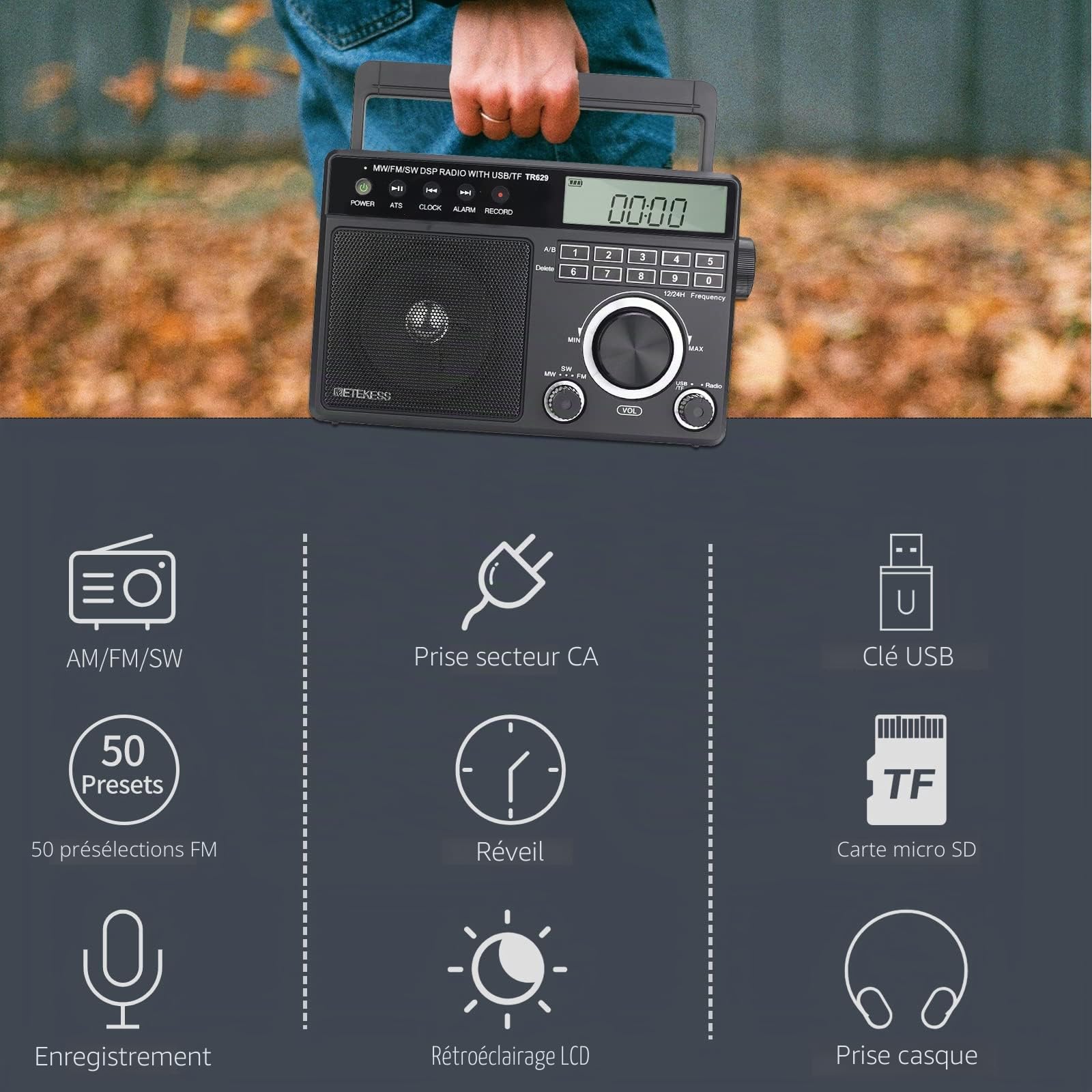 Retekess TR629 Poste Radio Portable, Radio AM FM