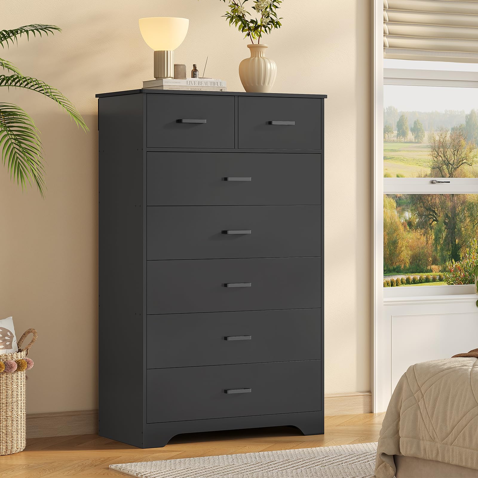 Amazon.com: DICTAC Black Dresser for Bedroom with 7 Drawers, 55.7" Tall Dressers Chest of Drawers, Modern Large Wood Storage Dresser Organizer with Metal Handle, Vertical Dressers for Bedroom Living Room Nursery : Amazon.com: DICTAC Black Dresser for Bedroom with 7 Drawers, 55.7" Tall Dressers Chest of Drawers, Modern Large Wood Storage Dresser Organizer with Metal Handle, Vertical Dressers for Bedroom Living Room Nursery :