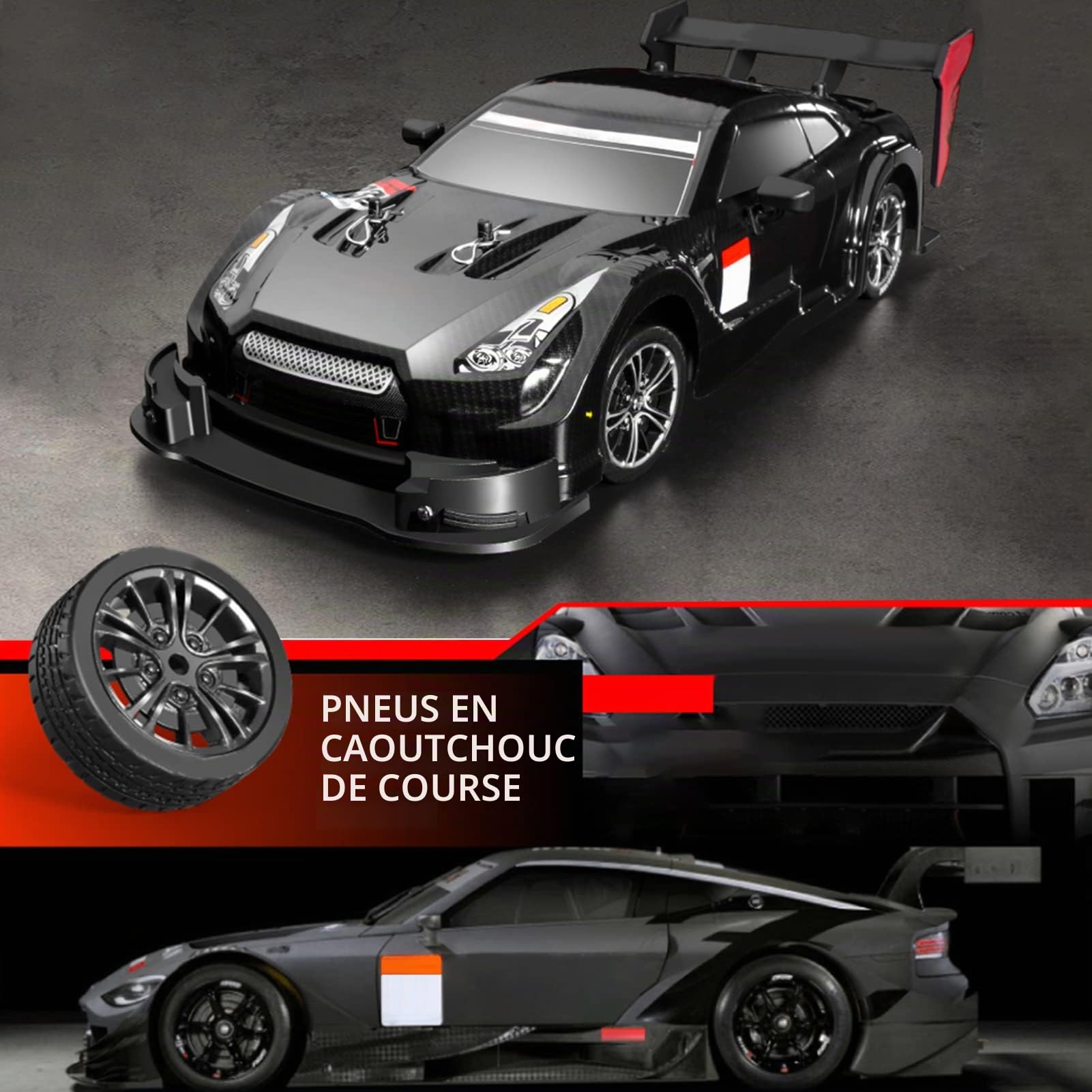 Goolsky Voiture télécommandée, RC Drift Car, 1/16 Voiture de Drift, 2,4 GHz, 4 Roues motrices, 40 km/h, RC Racing Car High Speed, RTR