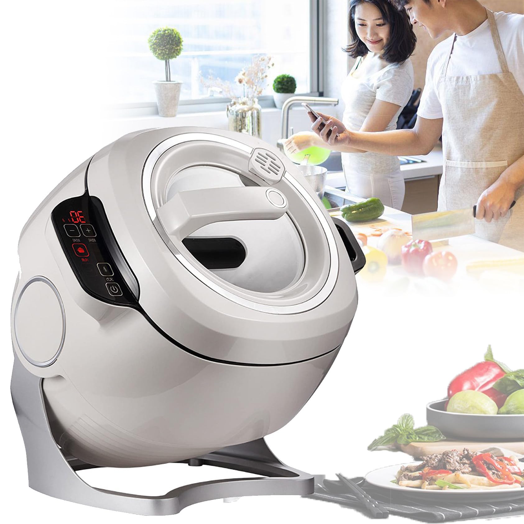 Komercyjny Robot Kuchenny, 6 L, Inteligentny, Automatyczny Robot Kuchenny Z Obrotowym Mechanizmem I Grzaniem 3D
