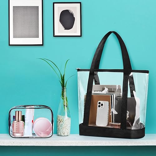 Miniatura 4 de Juego de 24 bolsas transparentes de PVC con cierre de cremallera con bolsa transparente impermeable para cosméticos para viajes y trabajo