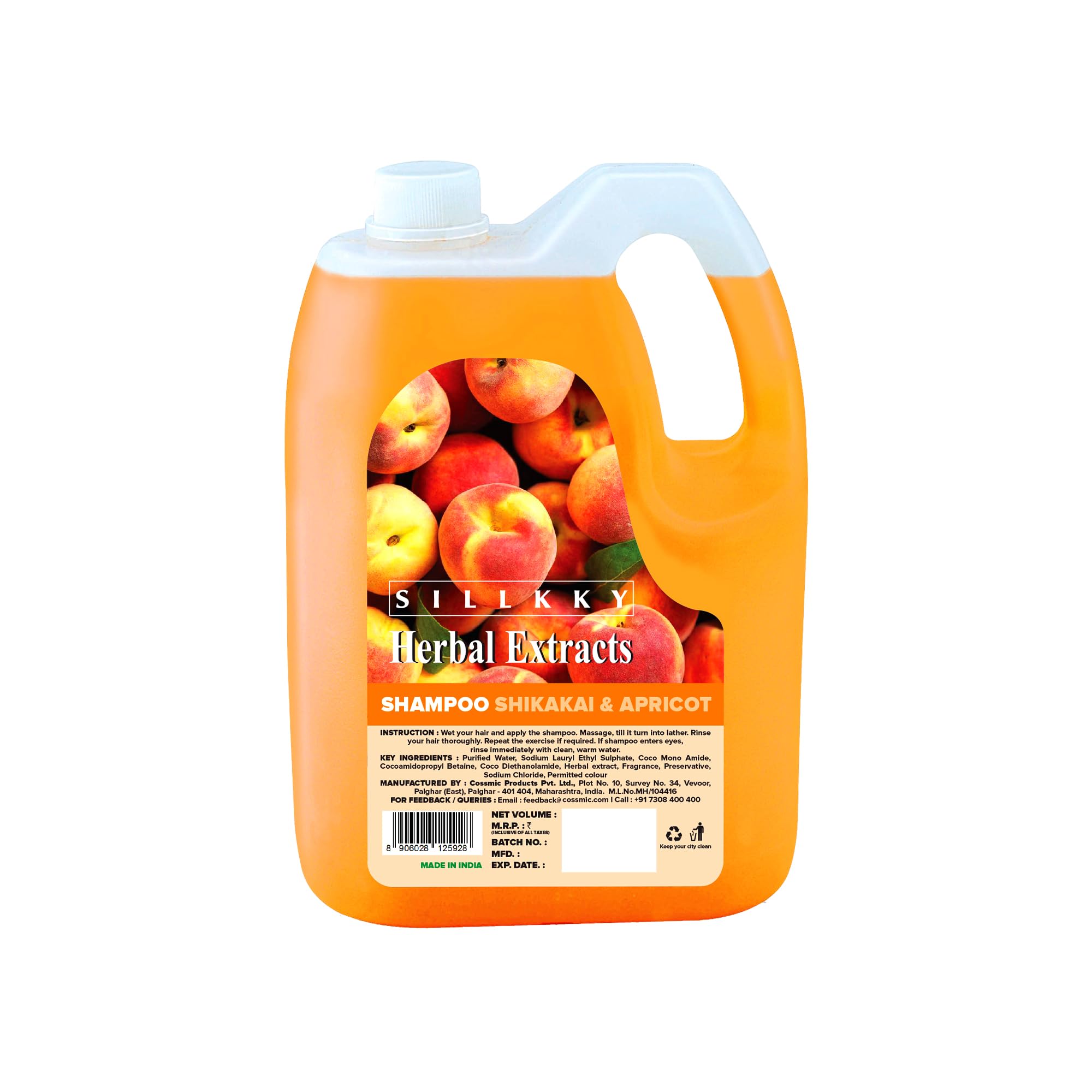Herbal Extracts Hair Shampoo Shikakai & Apricot - 5L Refill Can | Botanical Shine Complex | Enhances Shine & Nourishes