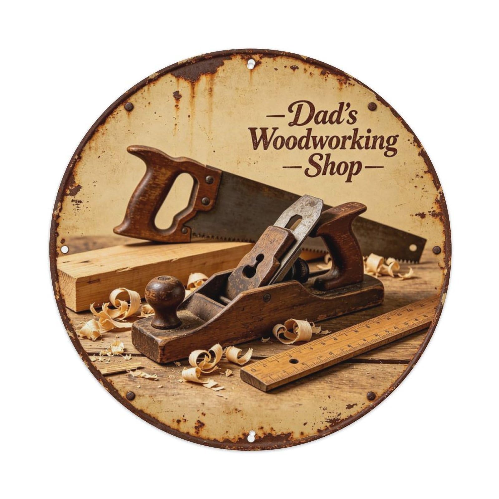 Dad's Woodworking Shop Metal Tin Sign Plaque